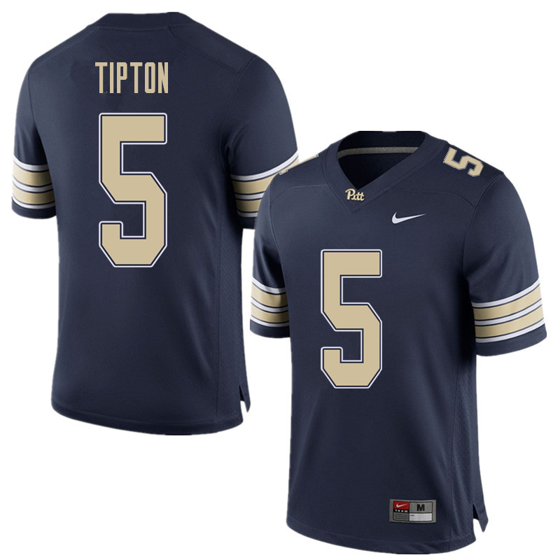 Men #5 Tre Tipton Pittsburgh Panthers College Football Jerseys Sale-Home Blue